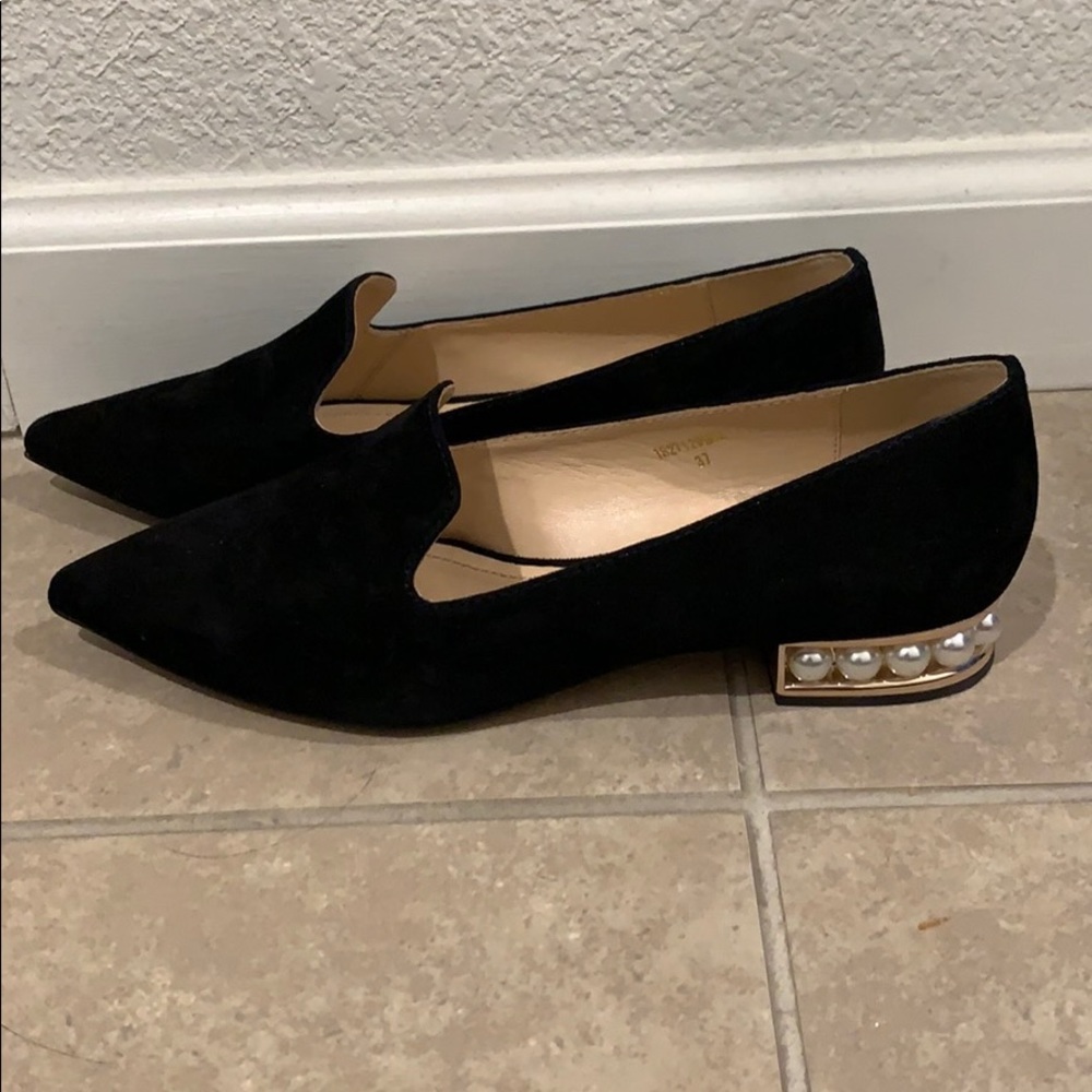 Black suede Pearl loafers Size 6.5 wore once
